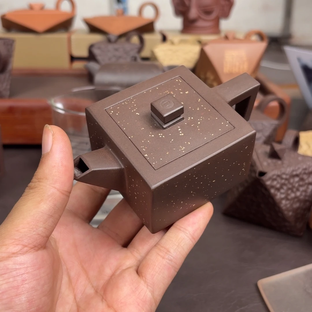 白***.茶壶紫砂全手工小四方120cc紫泥铺沙