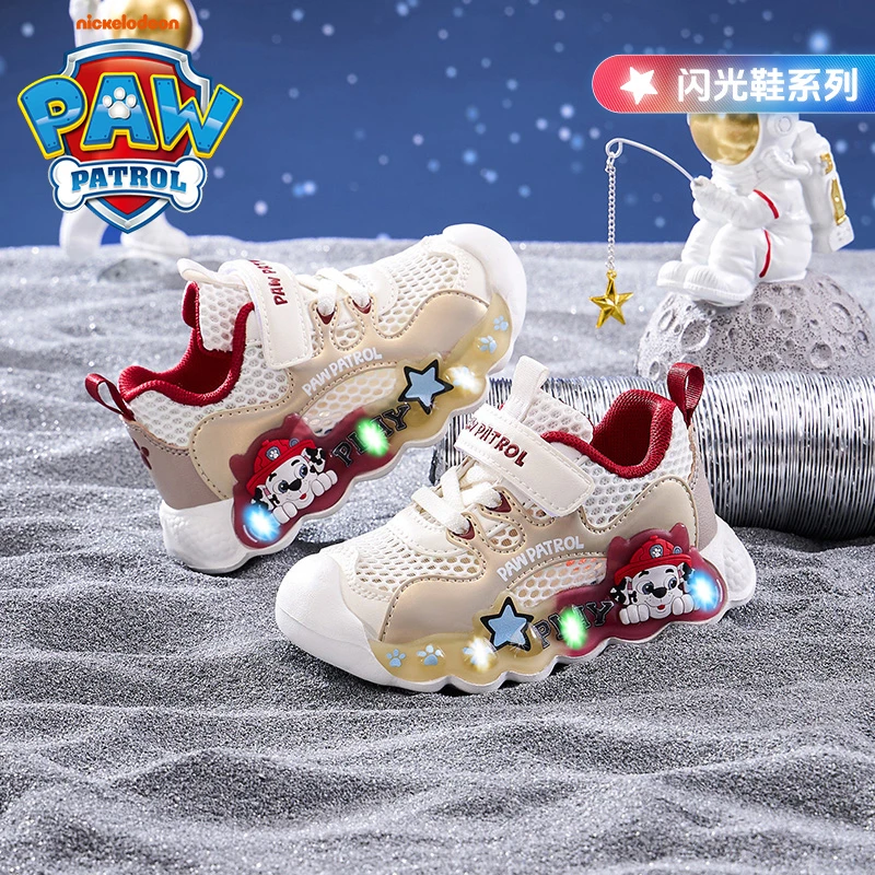 汪汪队童鞋2025夏季新款男童运动发光软底时尚闪灯小男孩鞋子单网