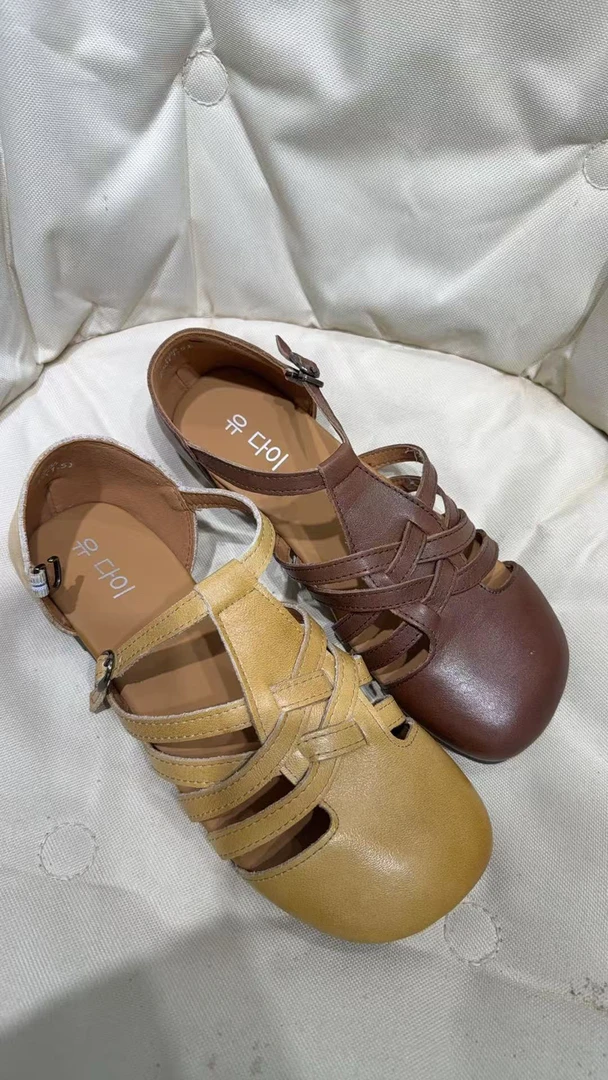 556洞洞编织鞋子罗马凉鞋胶粘鞋包头包头凉鞋