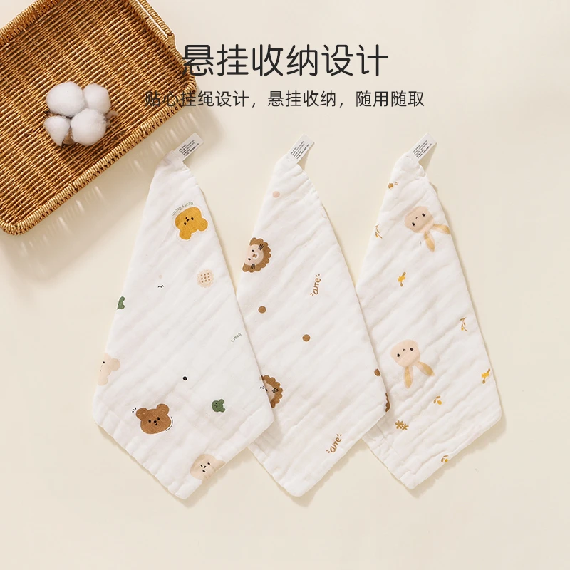 糯贝萌宝宝小方巾纯棉纱布柔软六层亲肤卡通图案婴儿必备洗脸面巾