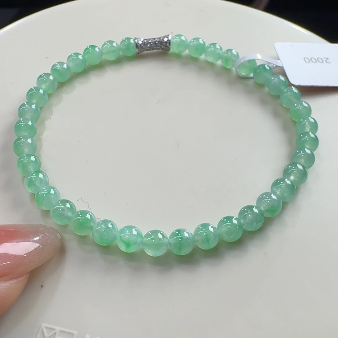 未镶嵌手链翡翠冰透葡萄绿飘金丝阳卡4.5热销爆款