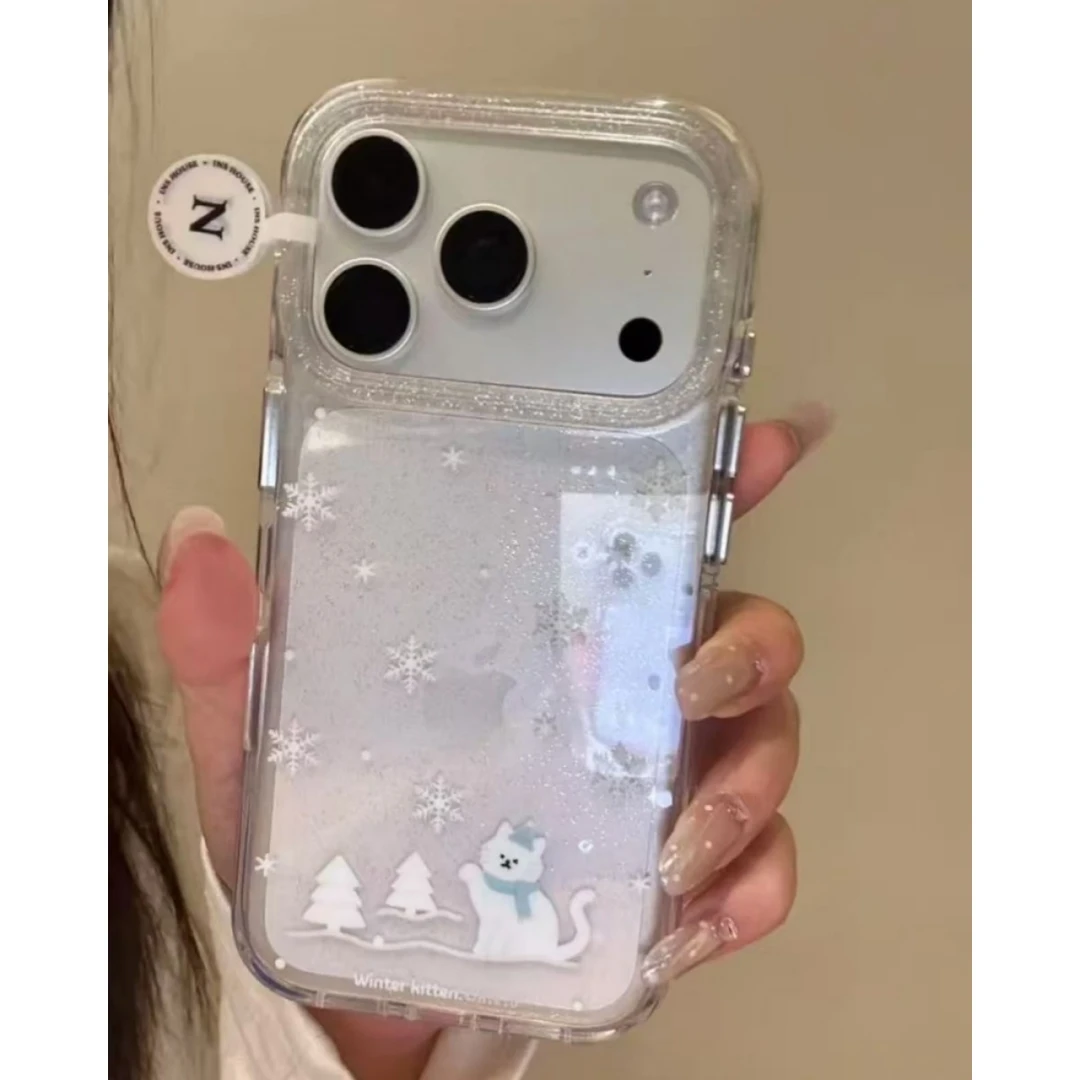 韩风小众猫咪雪花适用iPhone17苹果15手机壳16promax新款14女13潮