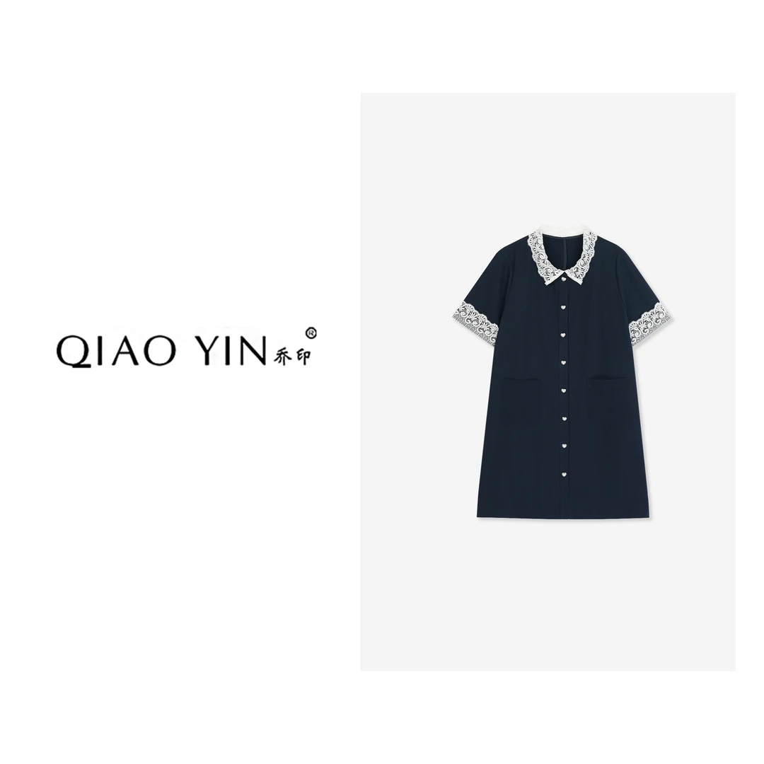 QIAO YIN"连衣裙“气质时尚设计师拼接提花QY27466