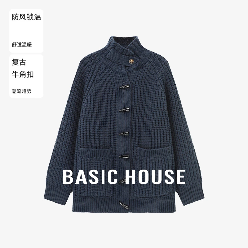 Basic House/百家好秋冬休闲复古通勤针织百搭毛衣-B0625B5PDW2