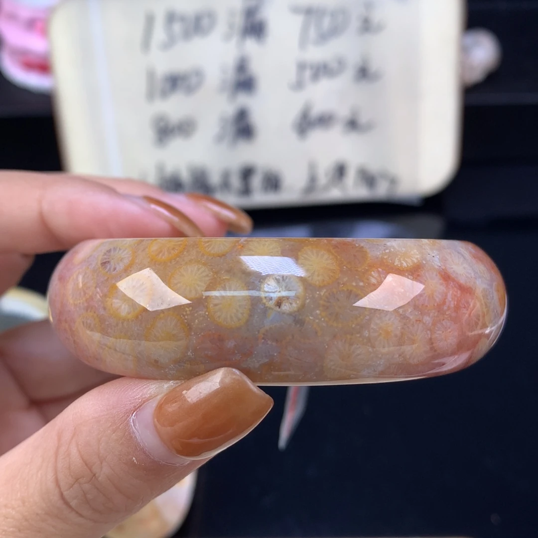 硅化珊瑚（珊瑚玉）未镶嵌颈饰精美手镯五折57.6口（50号）