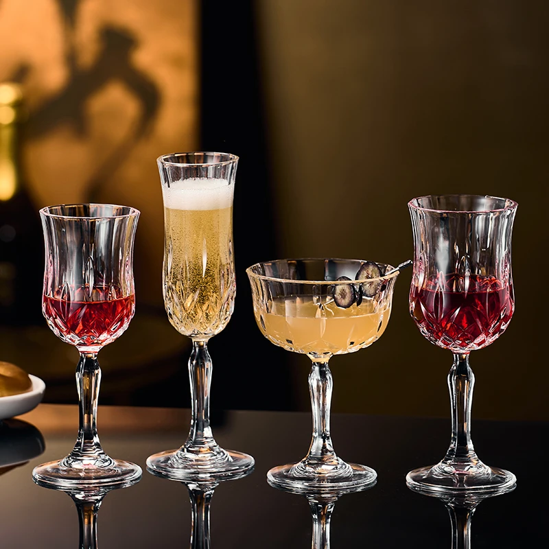 高脚香槟杯轻奢高档微醺高颜值气泡玻璃马天尼鸡尾酒杯甜玻璃酒杯