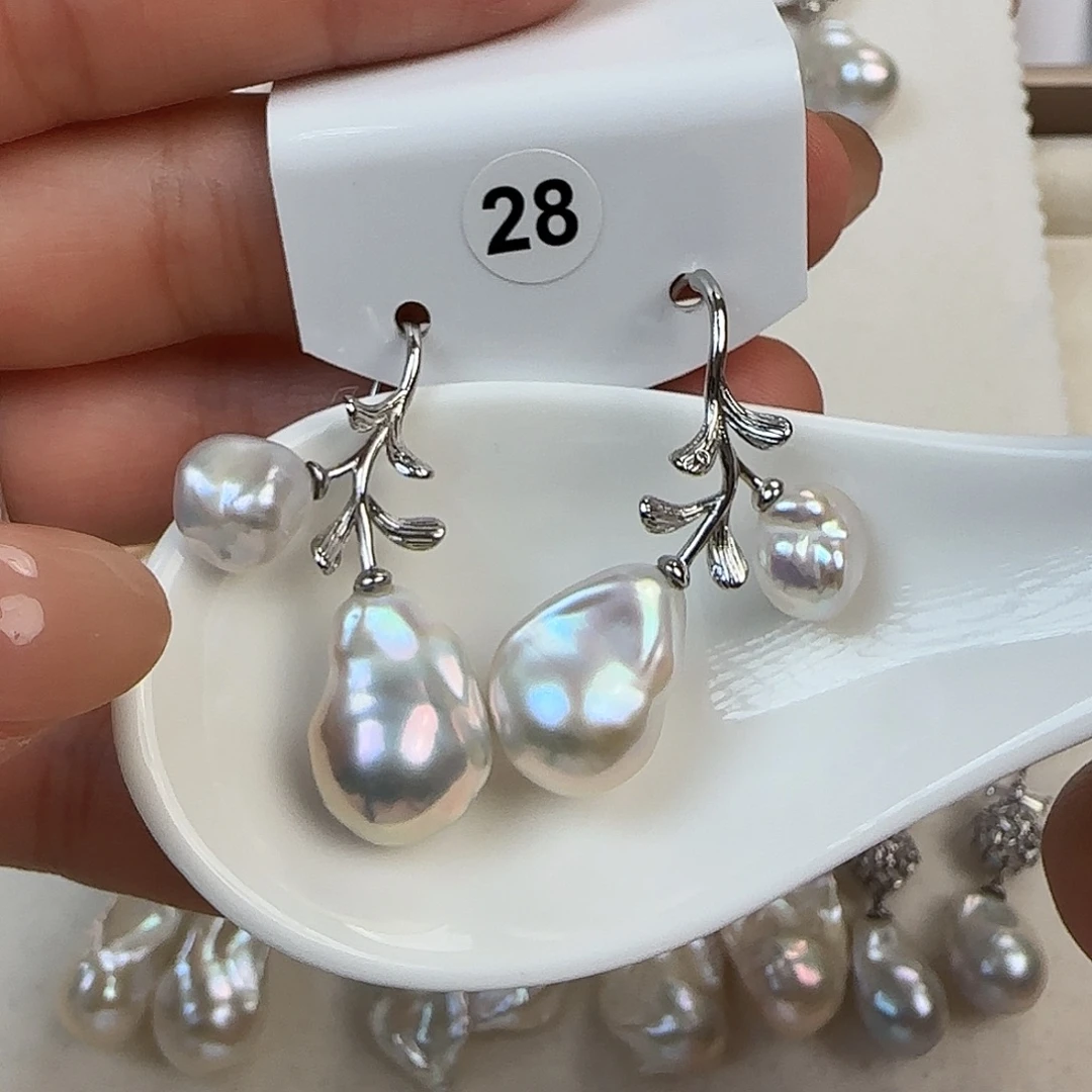 昨***树耳饰淡水珍珠银S925镶嵌
