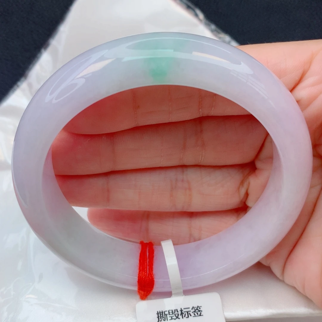 翡翠未镶嵌手镯60圈 糯化春带彩轮胎镯
