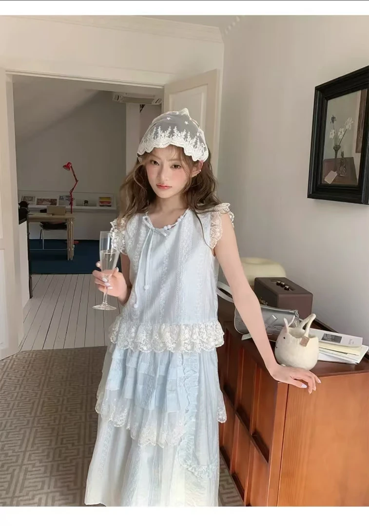 【运补5】2025夏季新款小众设计减龄气质裙子套装女两件套