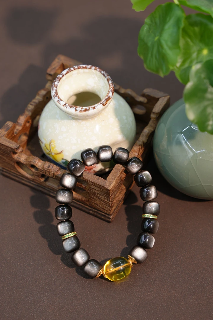 10+黑曜石猫眼老型手串多样性发一件YB5323902