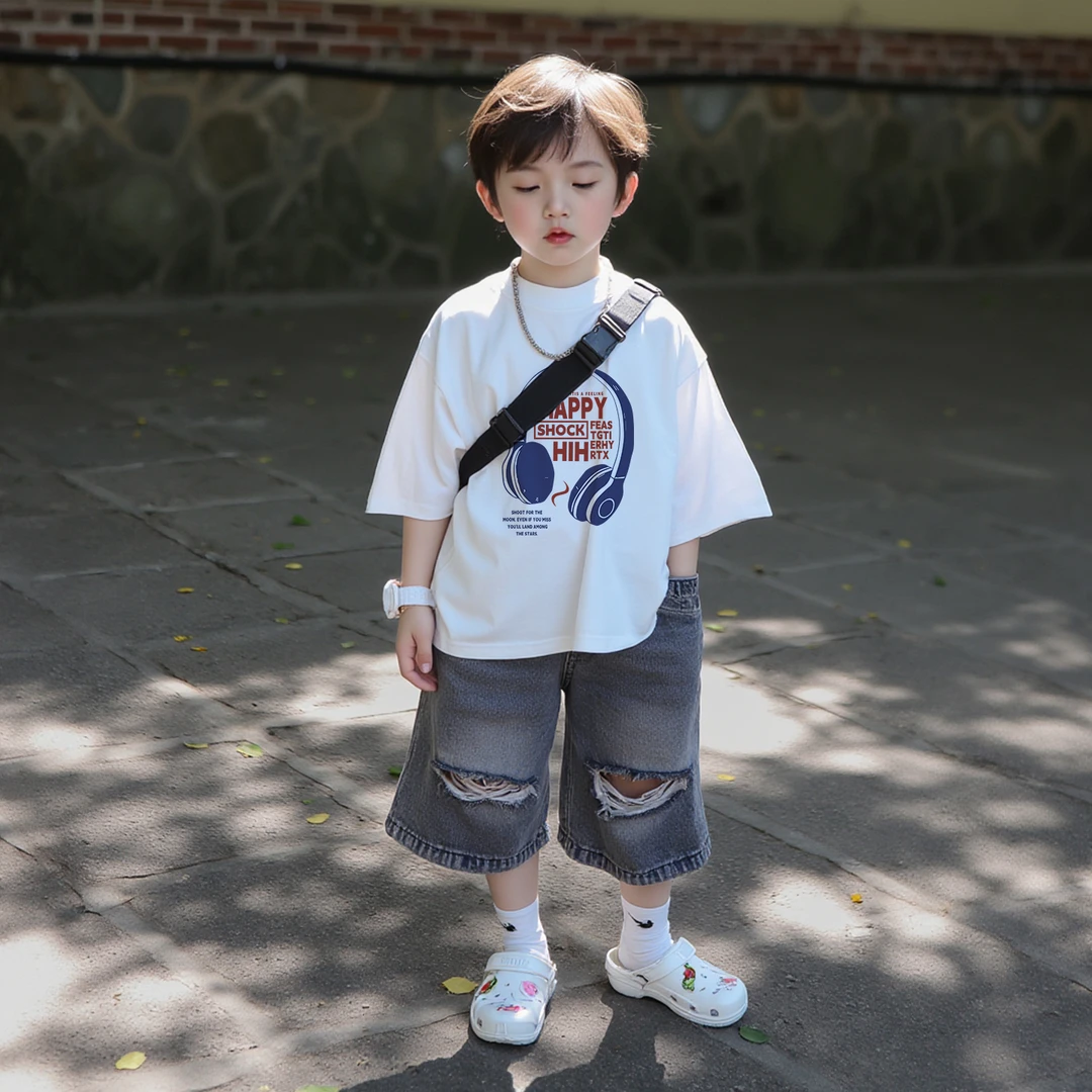 儿童短袖t恤2025新款爆款夏季白色纯棉男童半袖小衫宝宝装上衣