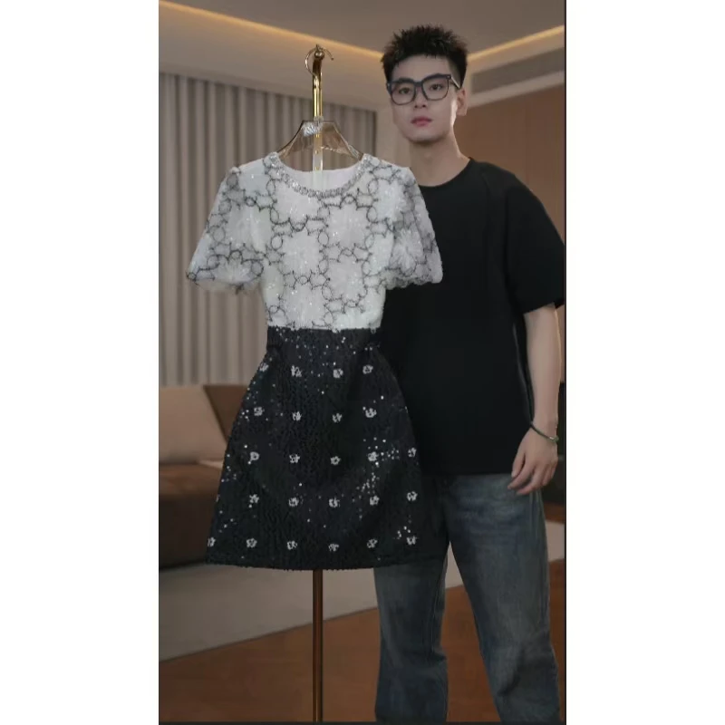 【蒂妮佳】9509夏季新款气质收腰短袖显瘦连衣裙3