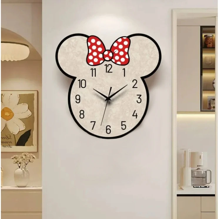 可爱米妮家用装饰挂钟客厅挂墙钟表静音时钟摇摆儿童房餐厅q45