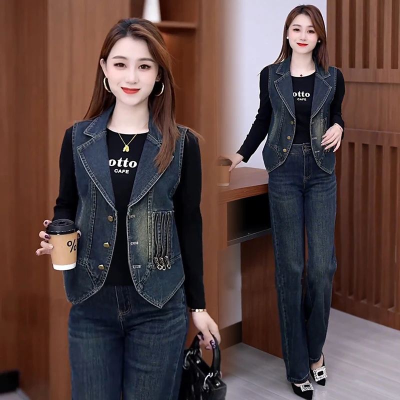 时尚短款牛仔马甲外套女2025春季新款小个子气质百搭无袖坎肩上衣