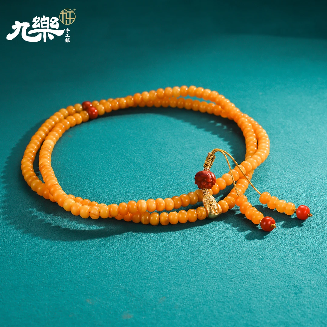 九乐6m花蜡莲花南红无相佛三通项链