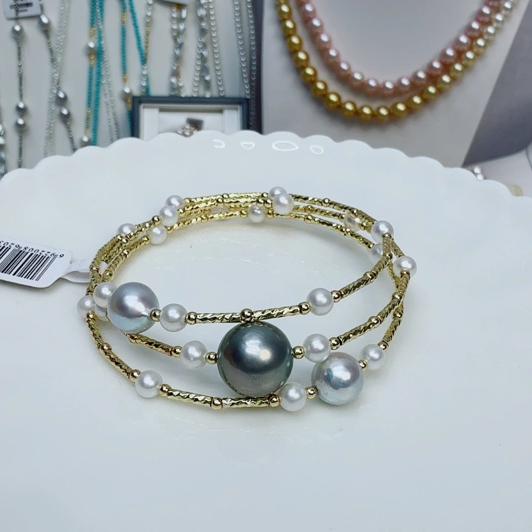 海水珍珠手镯银S925镶嵌