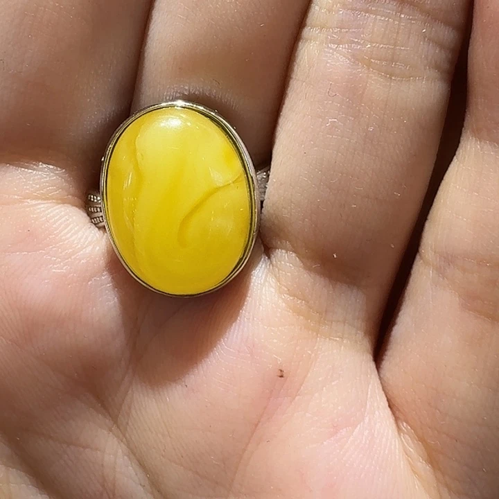 我***的蜜蜡银S925镶嵌戒指戒指