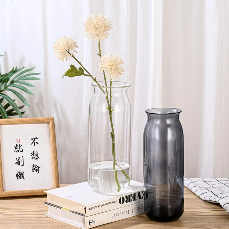 大号28cm轻奢简约玻璃花瓶高级感水养百合红梅雪柳鲜花客厅插花