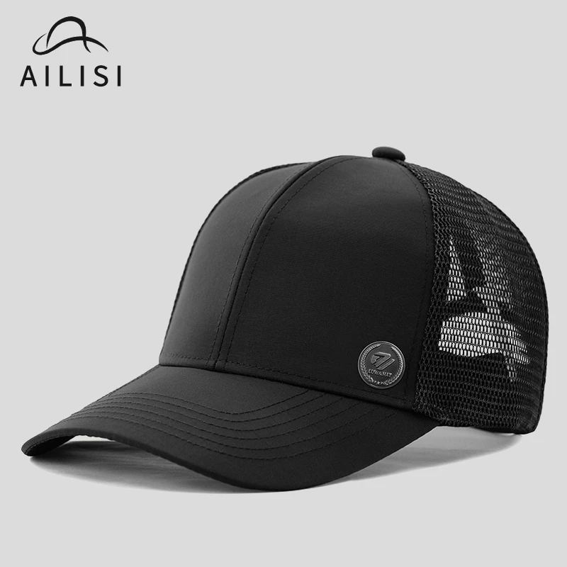 爱力斯小头围全封口夏季网眼棒球帽男时尚硬顶速干透气鸭舌帽大码