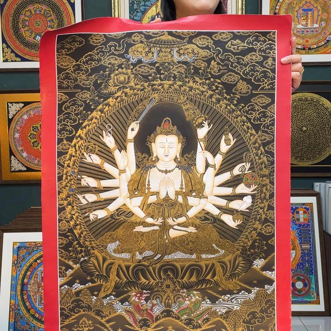 卷轴画手绘唐卡 准提