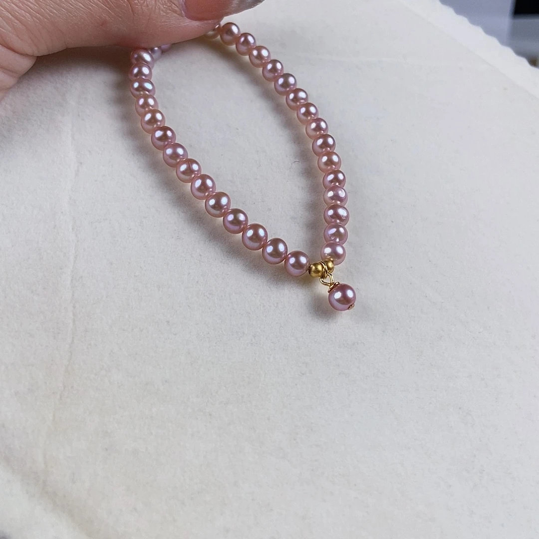 淡水珍珠手绳银S925镶嵌小***哇