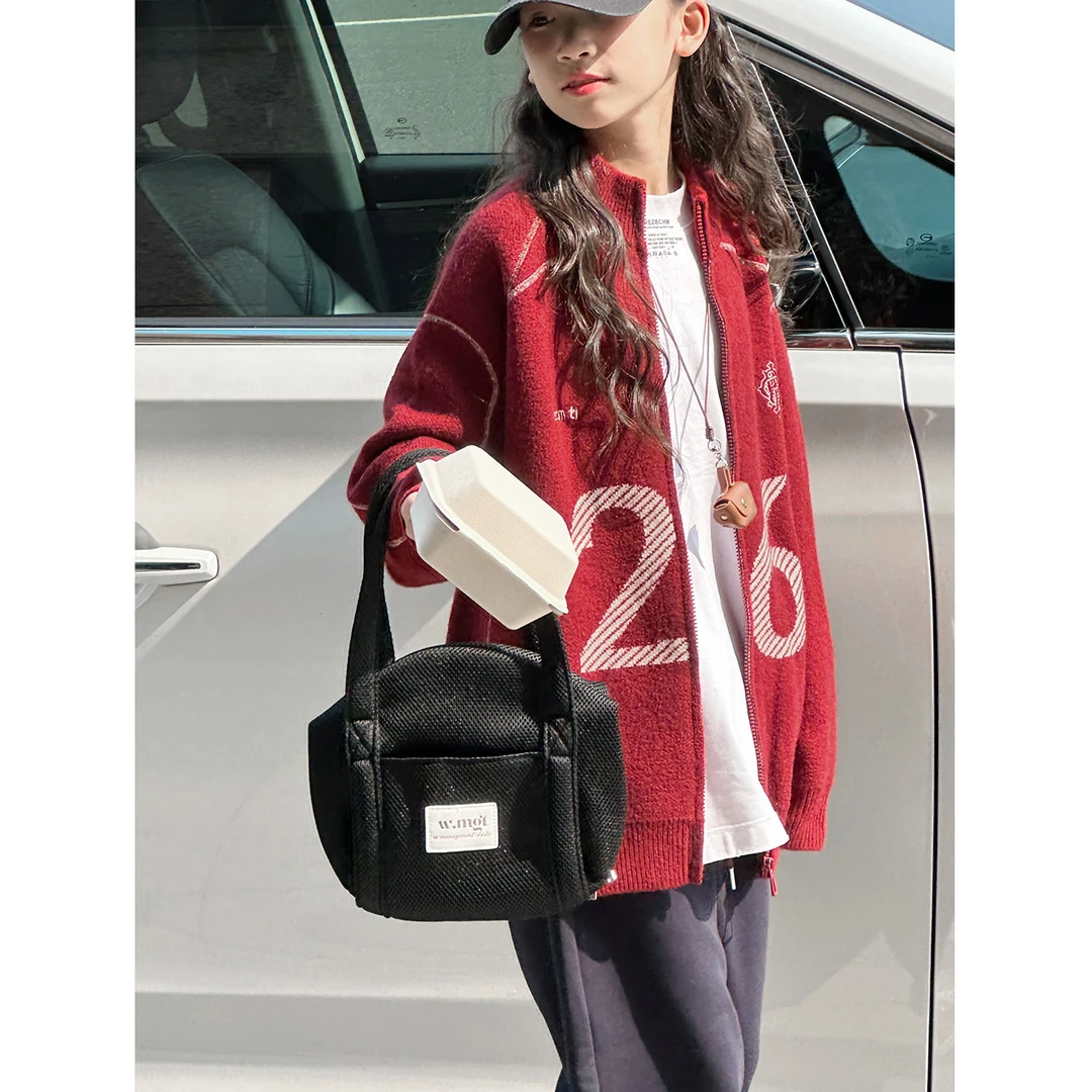 K30243孙小美提花女童秋冬毛衣外套2025新款儿童针织开衫大童上衣