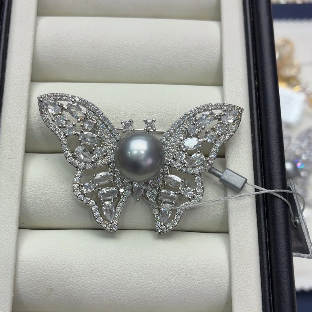 合金胸饰海水珍珠12-13