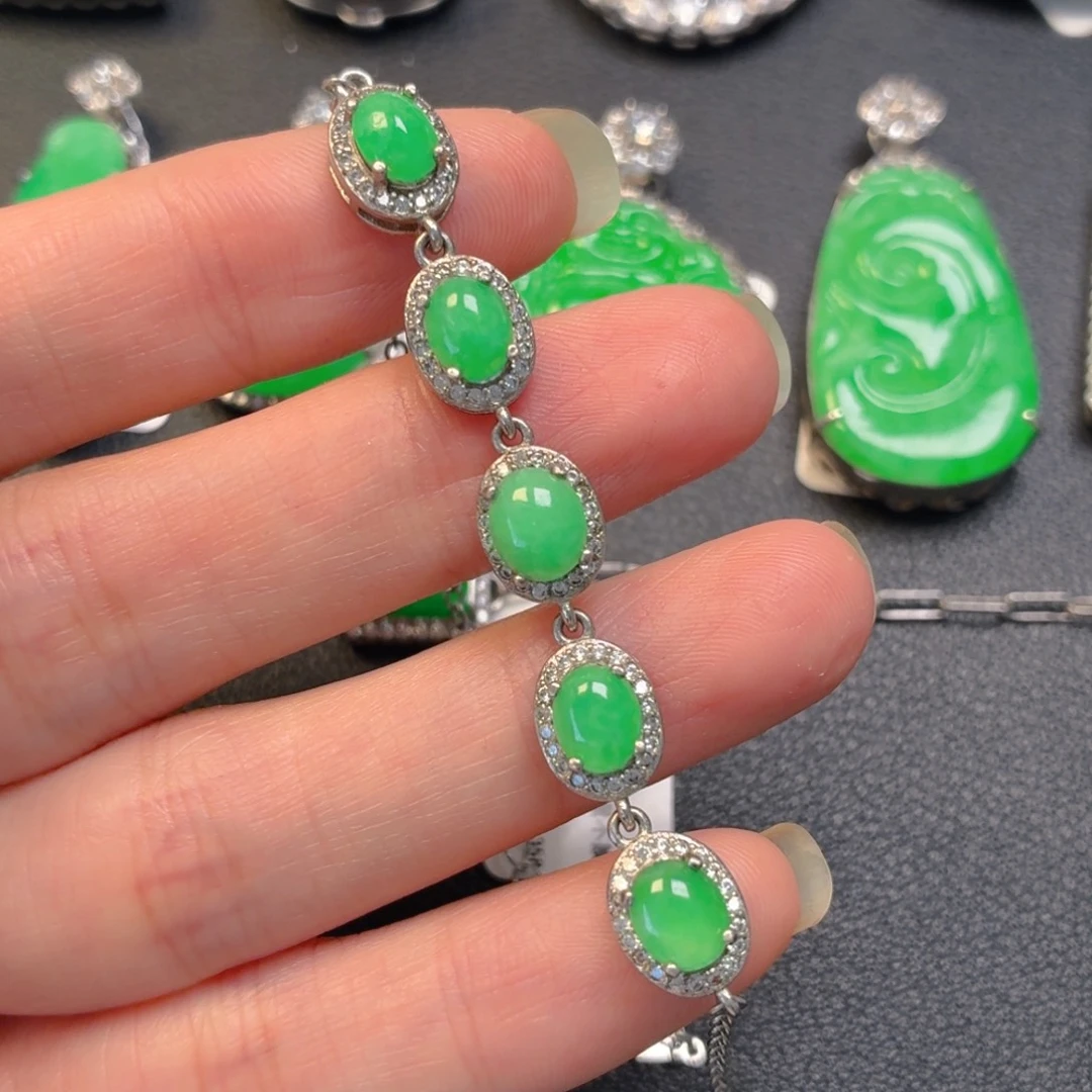 翡翠银S925镶嵌吊坠(不含链)手链