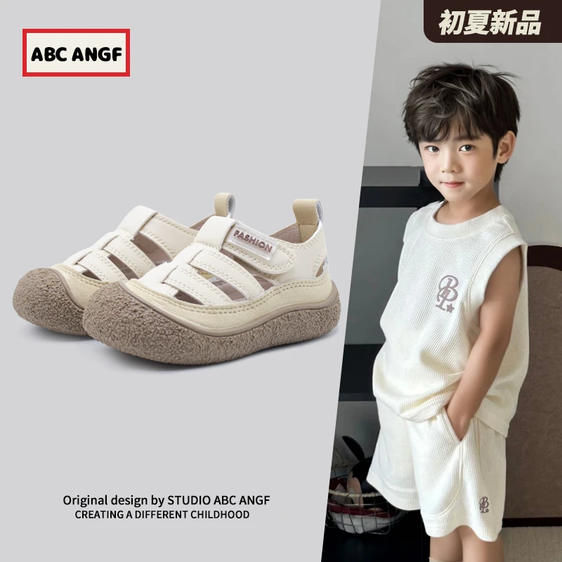 ABC ANGF官方宝宝凉鞋罗马凉鞋2025夏季新款软底沙滩鞋包头防滑鞋