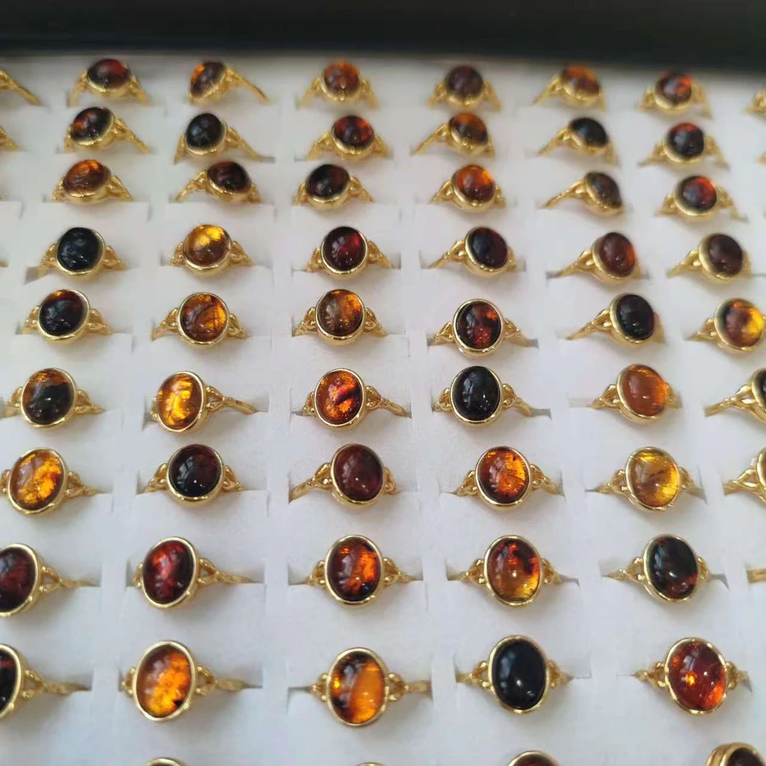 【小张严选】HHB161-7 琥珀戒指 11*8mm 多样发其一