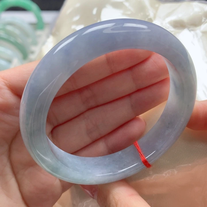 翡翠手镯未镶嵌毕业款浓郁细腻紫罗兰55.56莫奈色系