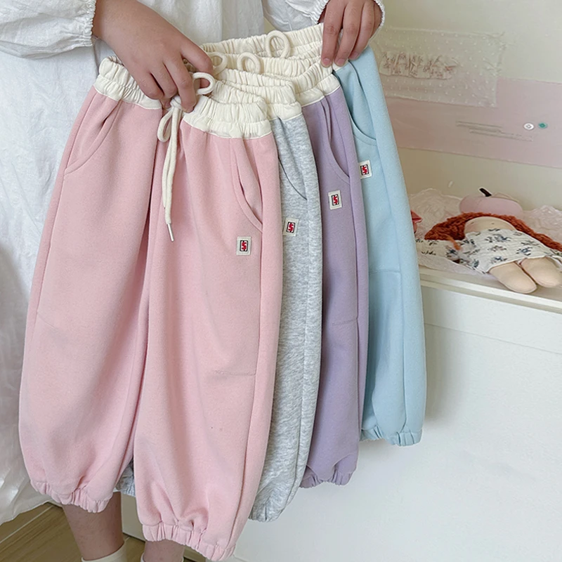 【橘子家】 现货~女童百搭休闲直筒阔腿裤休闲卫裤束脚裤HS61092