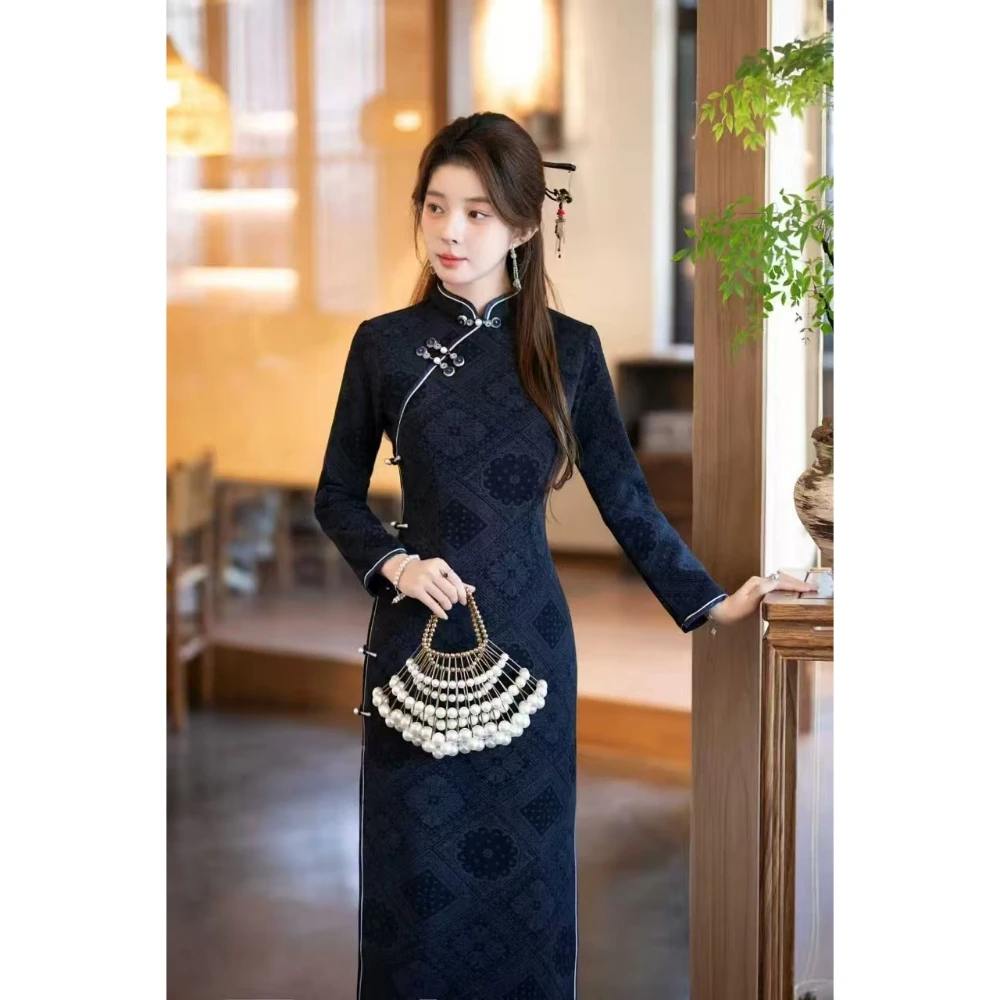 【宝相花】衣长120新款冬款显瘦修身复古大气高档旗袍