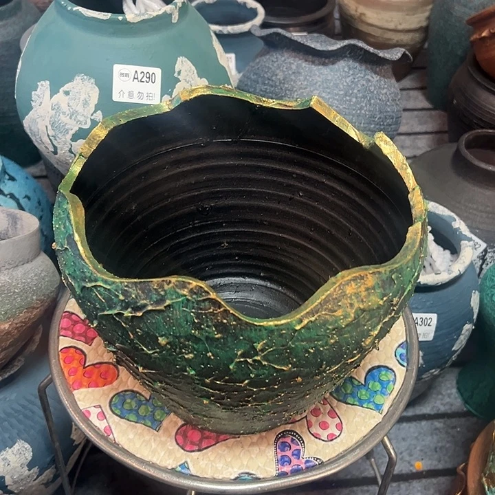 瑕疵带孔高17口20带孔绿金蛋壳