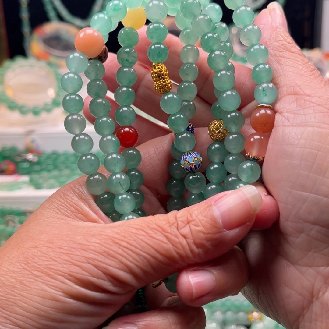 石英质玉合金颈饰108颗卡8