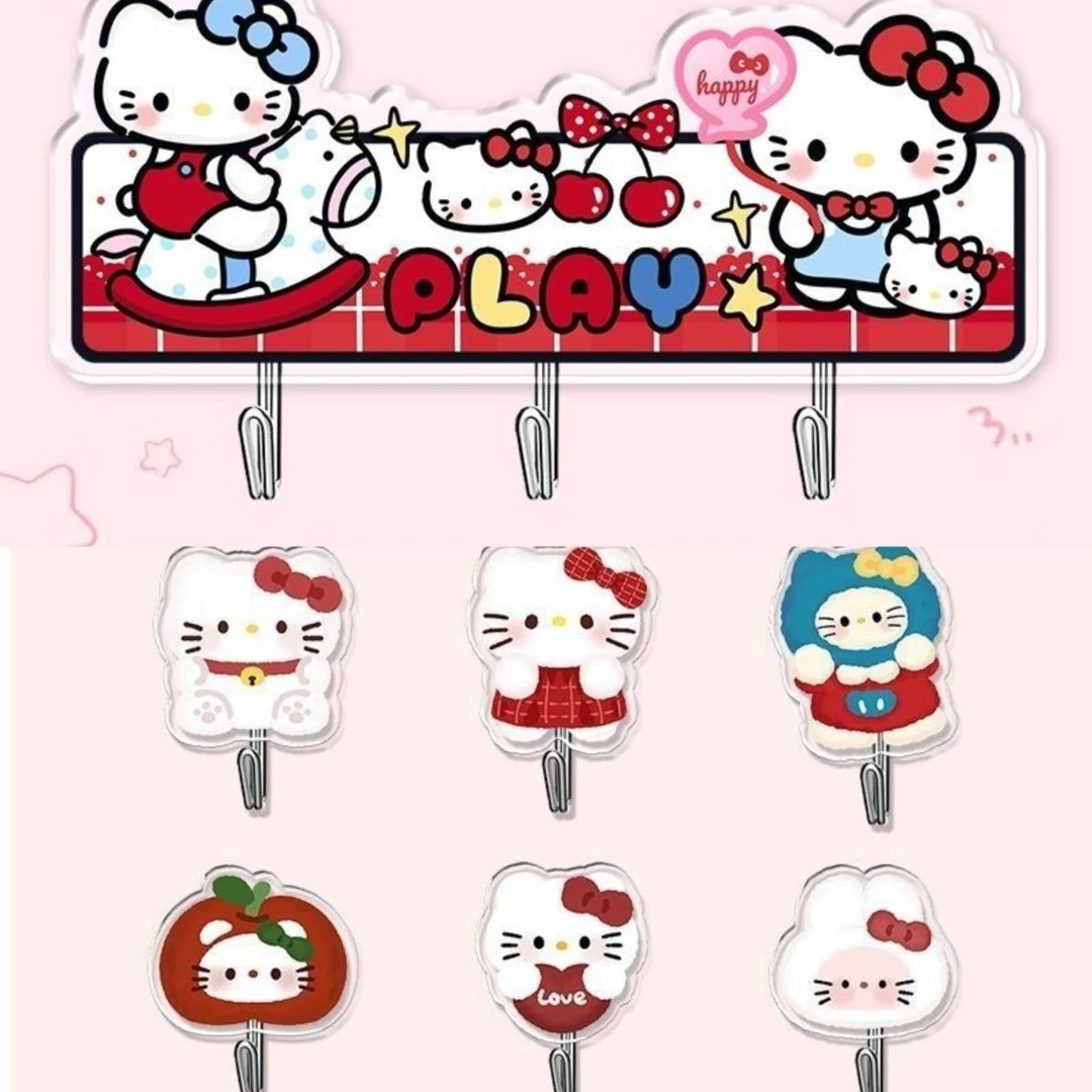 hellokitty周边免打孔厨房浴室宿舍粘钩可爱挂钩凯蒂猫卡通礼物jl