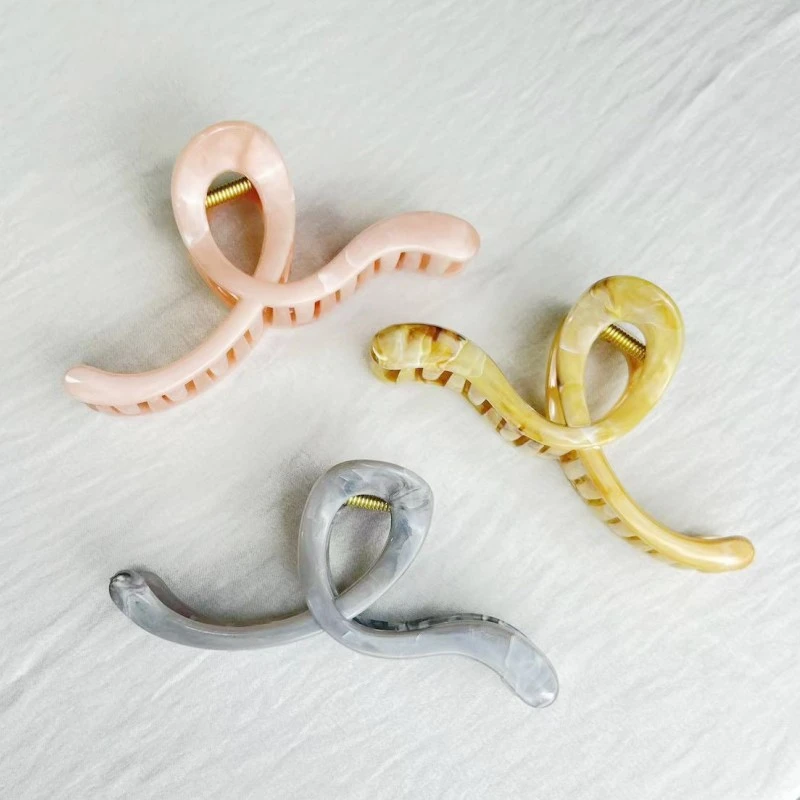 水墨色晕染抓夹又字夹大理石纹发夹高级感盘发夹鲨鱼夹子高马尾夹