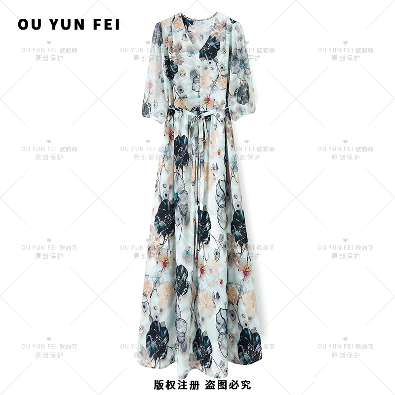 女装连衣裙气质轻奢时尚春夏保护设计师休闲女士夏季F1392