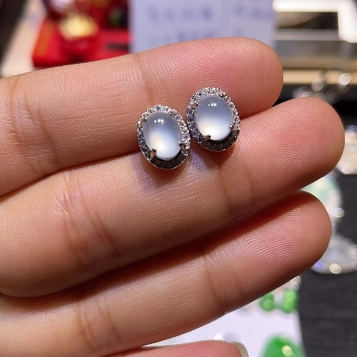 翡翠银S925镶嵌耳饰