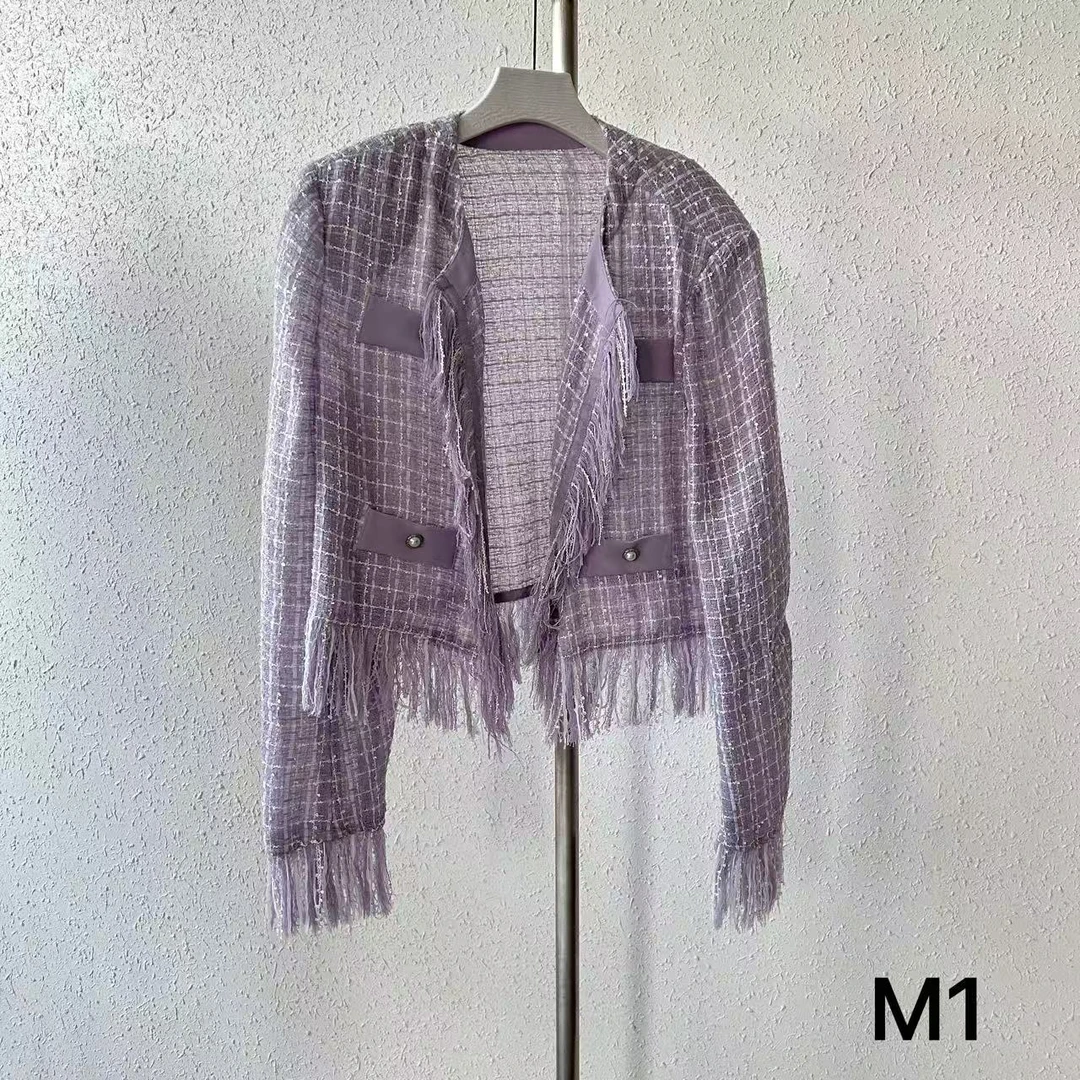 福利小香风紫流苏外套R95