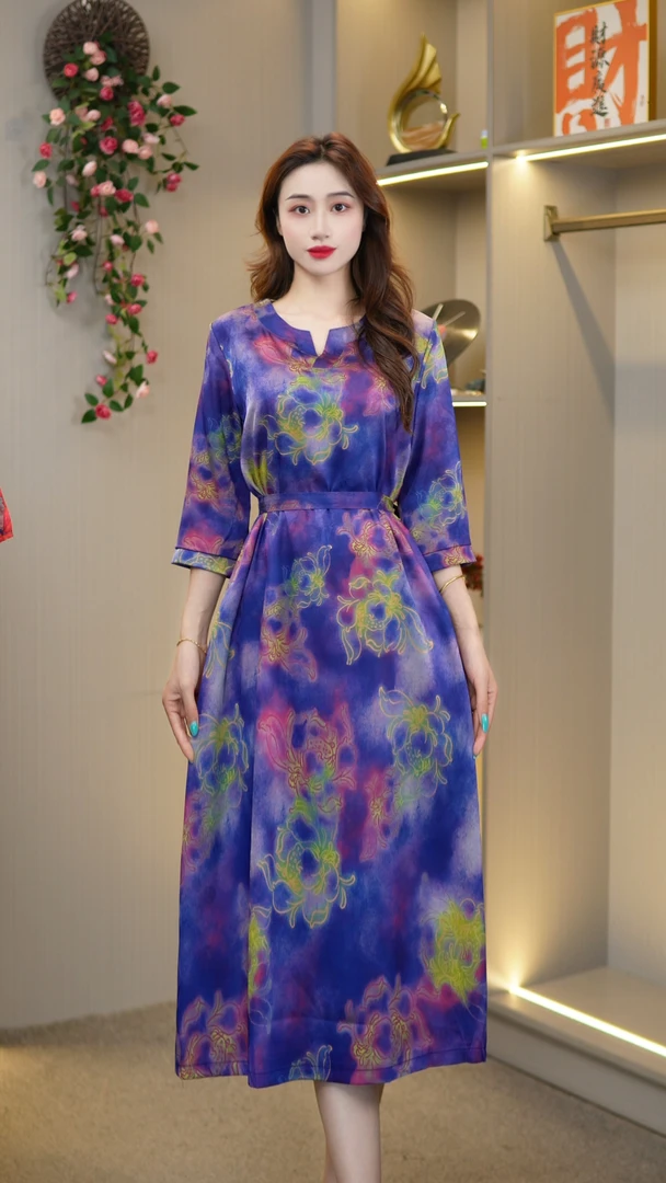 妈妈装连衣裙时尚气质显年轻女装【星河花影】YL