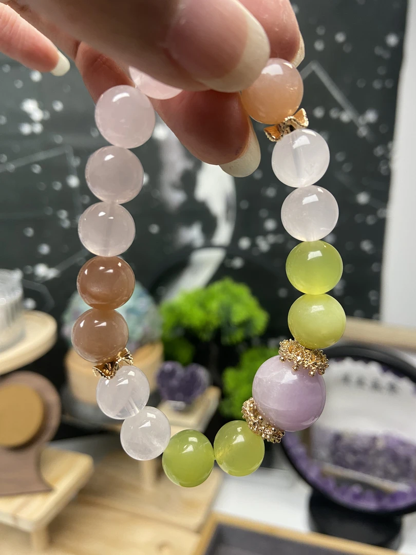 高品质天然粉晶多宝手链BD10