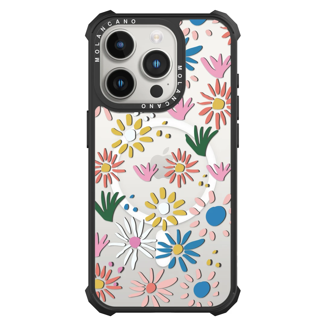 潮牌磁吸MOLANCANO满屏春日花卉适用苹果iPhone15/16promax手机壳