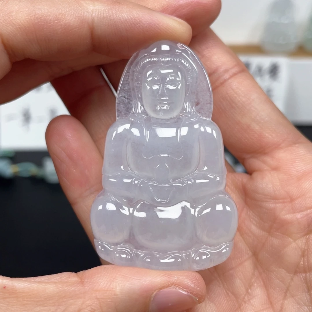 翡翠颈饰未镶嵌天然翡翠A货观音35号