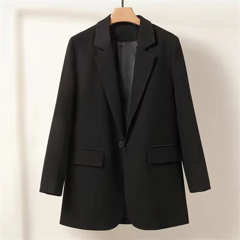 女士小西装外套2025春秋新款韩版适合小个子的时尚感黑色开叉设计