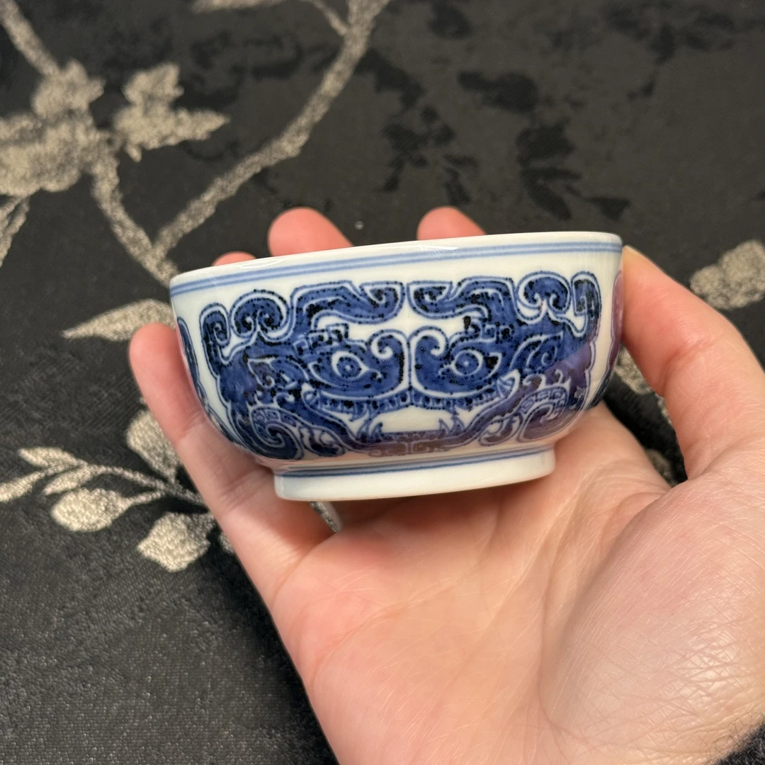 【零零严选】松风馆仿明青花饕餮纹普洱杯80ml