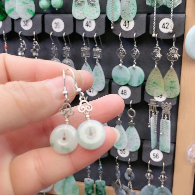 【闪购商品】翡翠耳饰银S925镶嵌用****1精美