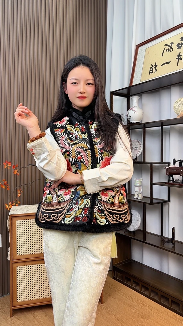 【凤舞牡丹】新款新中式国风重工绣花马甲无袖马夹