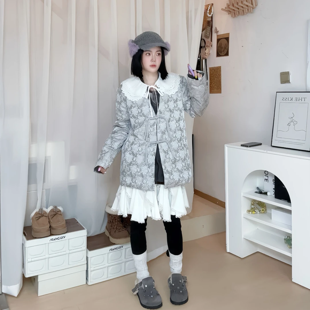 squarecircle方圆 新中式手工盘扣提花无领轻薄假两件西装外套