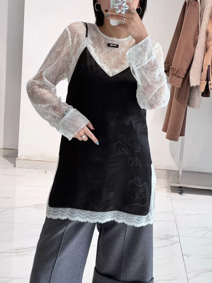 【SFF推荐】FIZZFLY 25早春新款蕾丝衬衣袖打底衫简约时尚衬衫5680